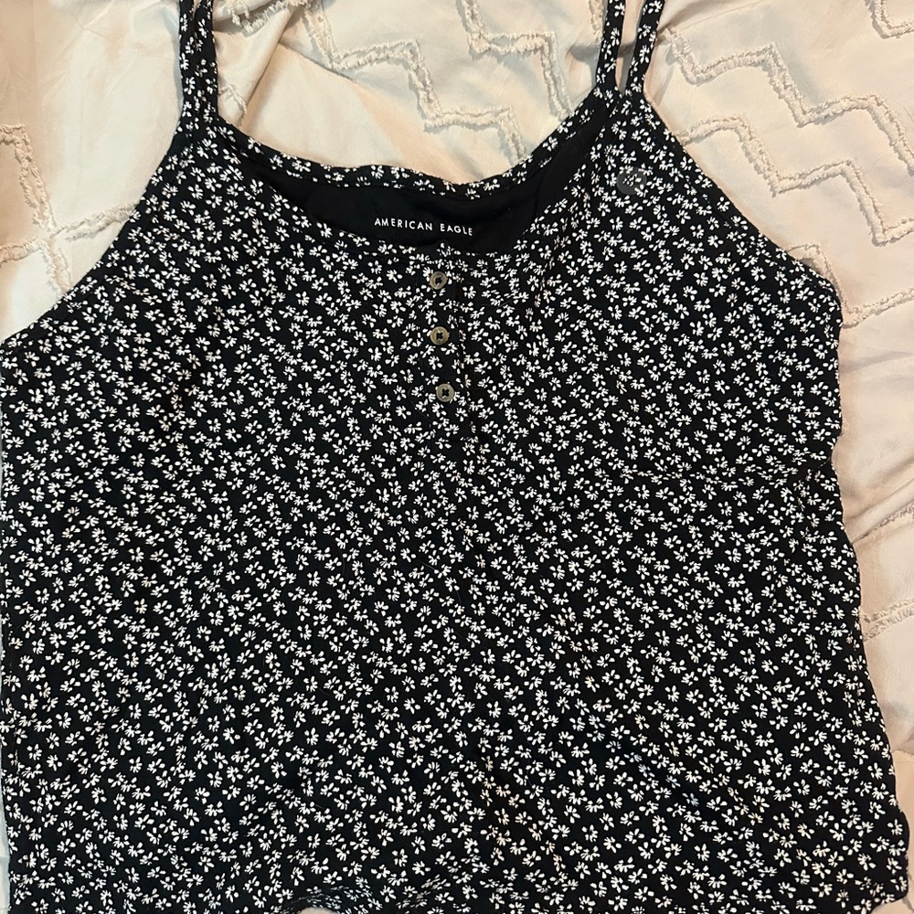 American Eagle Outfitters Black and White Floral Camisole